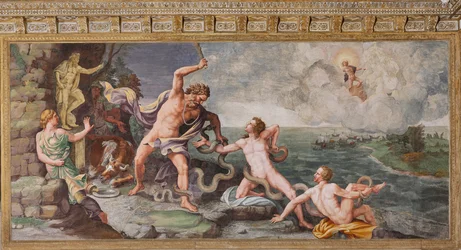 Laocoon et ses fils attaqués par des serpents, Le Cheval de Troie, salle de Troie (Sala di Troia)
