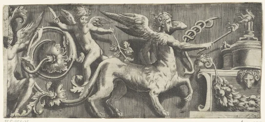 Frise avec sphinx et putto près de l