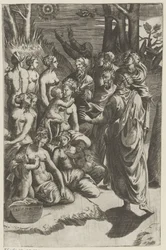 Groupe de figures sous une étoile