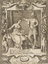 Junon, Mars et Cupidon, dans un cadre élaboré, des 
