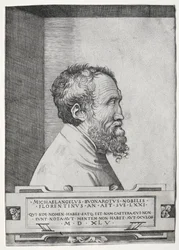 Portrait de Michel-Ange de profil, face à droite