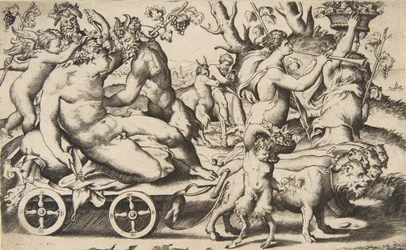 Triomphe de Bacchus assis sur un char
