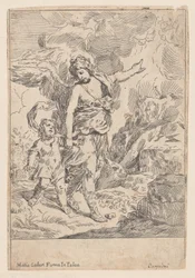 Un ange gardien marchant main dans la main avec un jeune enfant, 1640-1660