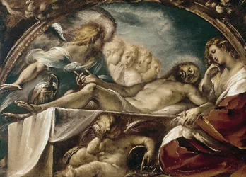 Le Christ mort avec des anges