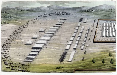 Camps des Allemands et des Romains - dans "Le costume ancien et moderne" par Jules Ferrario, éd. Milan