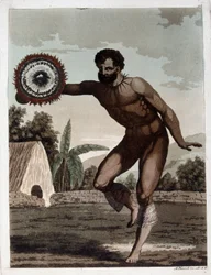 Danse des îles Sandwich (Hawaii) - dans "Le Costume ancien et moderne" par Dr. Jules Ferrario, éd. Milan