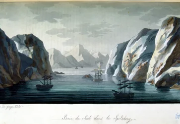 Baie du Sud à Spitzberg, Norvège - dans « Le costume ancien et moderne » de Jules Ferrario, éd. Milan