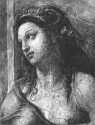 Clémence, une des deux Vertus entourant le Pape Saint Clément Ier (1-97) Chambres de Raphaël (détail)