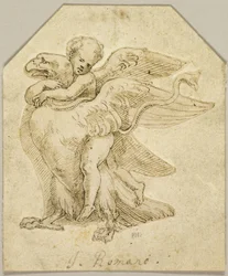 Cupidon à cheval sur un aigle