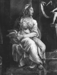 Une des deux Vertus entourant le Pape Léon Ier le Grand (c.390-461) Chambres de Raphaël (détail)