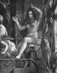 Vérité, une des deux Vertus entourant le Pape Saint Léon Ier le Grand (c.390-461) Chambres de Raphaël (détail)