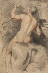 Cavalier à cheval, vu de dos