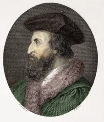 Portrait du médecin, poète et humaniste italien Girolamo Fracastoro (Hieronymus Fracastorius ou Jérôme Fracastor) (1478/83-1553) Gravure Collection Privée