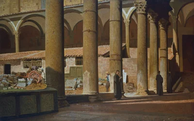 Le cloître de Sainte-Croix, vers 1862, par Giuseppe Abbati