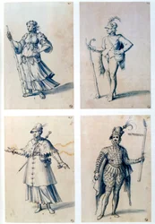 Conceptions de costumes pour des personnages allégoriques, 16ème siècle