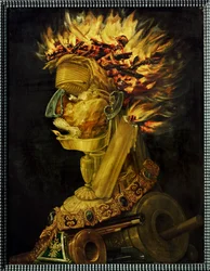 Feu, allégorie (peinture sur bois)
