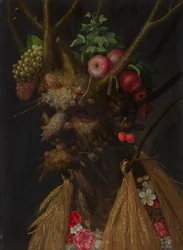 Quatre saisons dans une tête, vers 1590 (huile sur panneau)