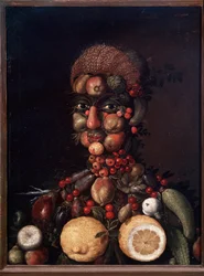 Figure humaine faite de fruits et légumes