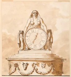 Projet pour une suggestion légèrement variée pour la partie supérieure du piédestal et la figure avec le cadran en 1938-88-2109