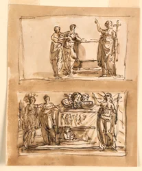 Sarcophage et figures allégoriques
