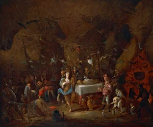 Réunion de sorcières, par Giuseppe Bernardino Bison (1762-1844), huile sur toile, Italie
