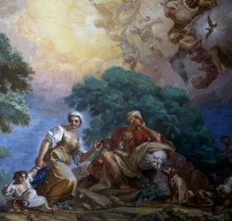 Visitation, par Giuseppe Bonito (1707-1789), fresque, Palais Royal de Portici, Campanie, Italie