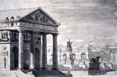 Décor de scène néoclassique, vers 1825