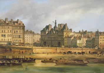 Hôtel de Ville et quai, Paris, 1828