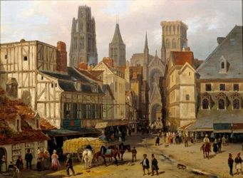 Place Haute, vieille tour à Rouen