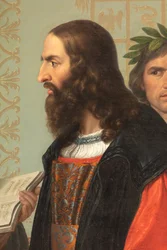 La cour de Ludovic le Moro, détail avec Léonard de Vinci