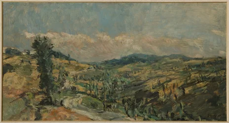 Paysage avec cyprès