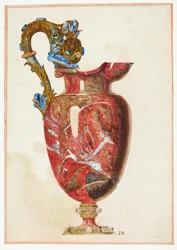 Aiguière en pierre avec manche orné