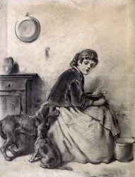 Femme avec des chiens
