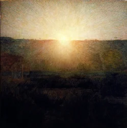 Le soleil levant. Peinture de Giuseppe Pellizza da Volpedo (1868-1907), 1904. Dimensions : 155 x 155 cm. Rome, Galleria d