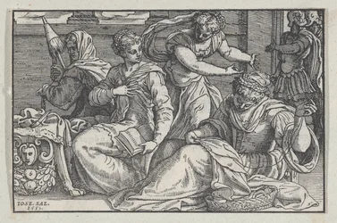 Lucrèce instruisant ses filles en couture, 1557
