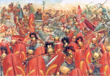 Rome antique : la bataille de Carrhes (ou Charan), au cours de laquelle les légions romaines du général Crassus furent vaincues par les Parthes menés par le général Surena le 9 juin