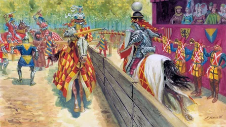 Moyen Âge : scène de tournoi chevaleresque