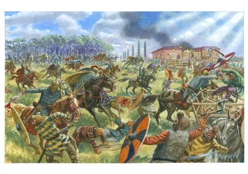 La cavalerie romaine combat l