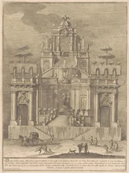 La Prima Macchina pour la Chinea de 1778 : Un belvédère de campagne avec Hercule et Antée