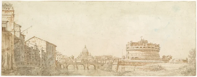 Vue de Rome avec le dôme de Saint-Pierre et le Castel Sant