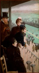 Les courses au Bois de Boulogne Spectateurs regardant les courses de chevaux. Peinture par Giuseppe De Nittis (1846-1884) 1881 Rome, Galleria Nazionale d