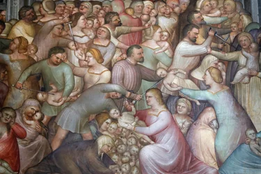 Le baptistère de Padoue. Fresques de plafond du XIVe siècle réalisées par Giusto de Menabuoi. Massacre des Innocents. Padoue. Padoue, Italie. (photo)