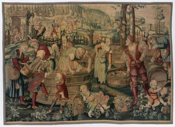 Automne : Scène de vendange de la série des Quatre Saisons, fin des années 1600 - début des années 1700