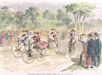 Costumes originaux pour la course de vélocipèdes à Bordeaux