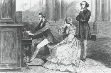Le prince Albert de Saxe jouant devant la reine Victoria et Felix Mendelssohn Bartholdy (1809-1847), gravure