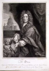 Portrait de Christopher Wren gravé pour 