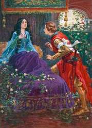 Le prince et la belle au bois dormant (lithographie couleur)