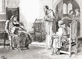 Scène de la pièce de William Shakespeare, Henri VIII, Acte III, Scène 1, de Les Œuvres de William Shakespeare, publié en 1896