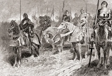 Scène de la pièce de William Shakespeare, Henri V, Acte IV, Scène 2, de Les Œuvres de William Shakespeare, publié en 1896