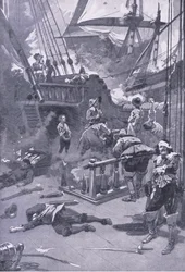 La bataille de Camperdown, 29-31 juillet 1653, illustration de British Battles on Land and Sea, 1915